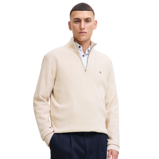 Jack & Jones Jprblurex Knit Half Zip Ln Whitecap Gray