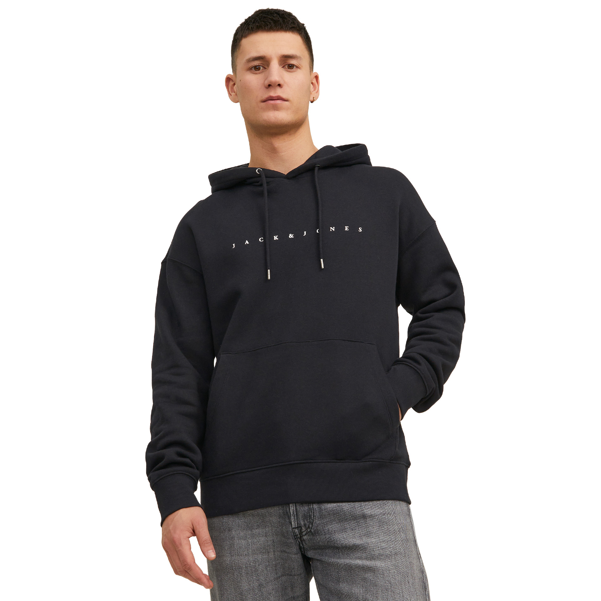 Jack & Jones Sweat Jjestar Jj Hood Black