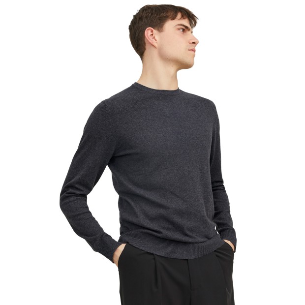 Jack & Jones Camisola Jjeemil Knit Crew Neck Dark Grey Melange