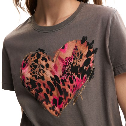 Desigual T-shirt Tiger Cor Neutral Gray