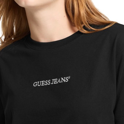 Guess T-shirt Boxy Embro Logo Jet Black