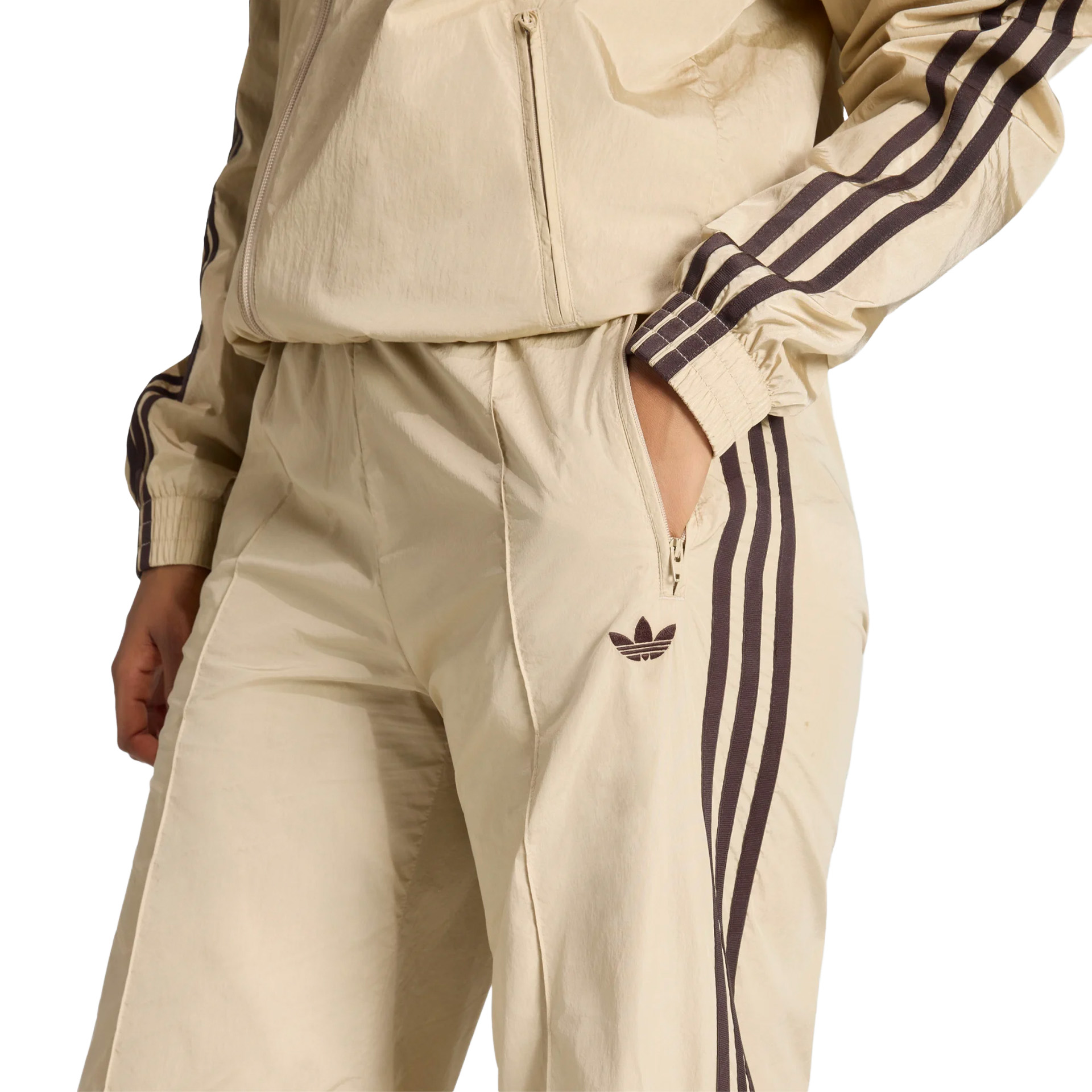 adidas Originals Calça Football Loose Nylon Stone Khaki