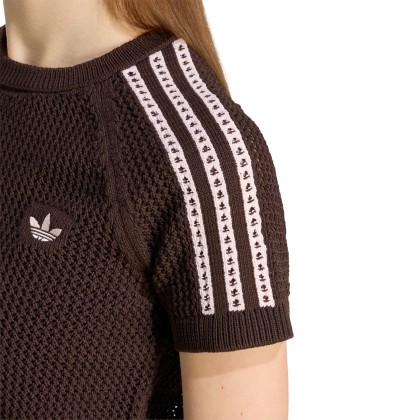 adidas Originals T-shirt Knitted Crochet Cali Aurora Coffee
