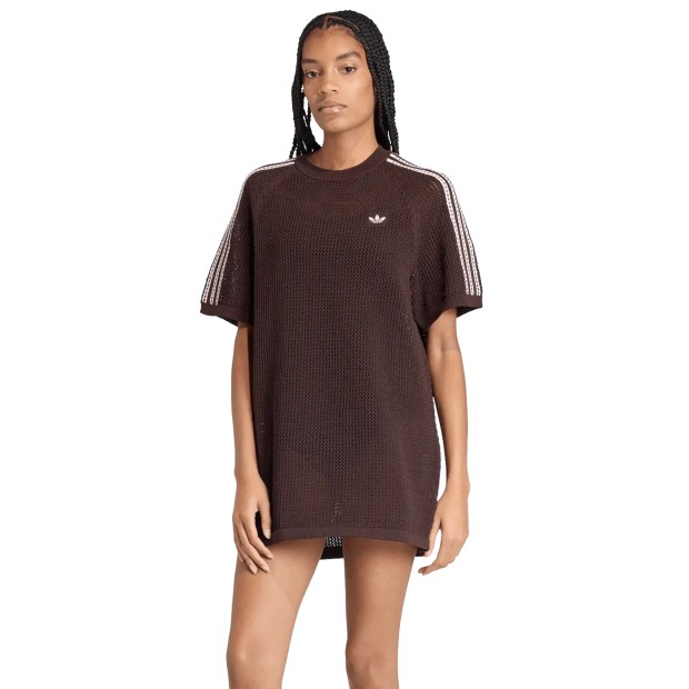 adidas Originals Vestido Knitted Crochet Aurora Coffee