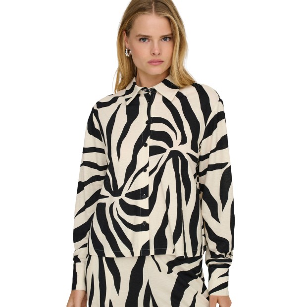 Only Camisa Sakura Ls Reg Black Flower