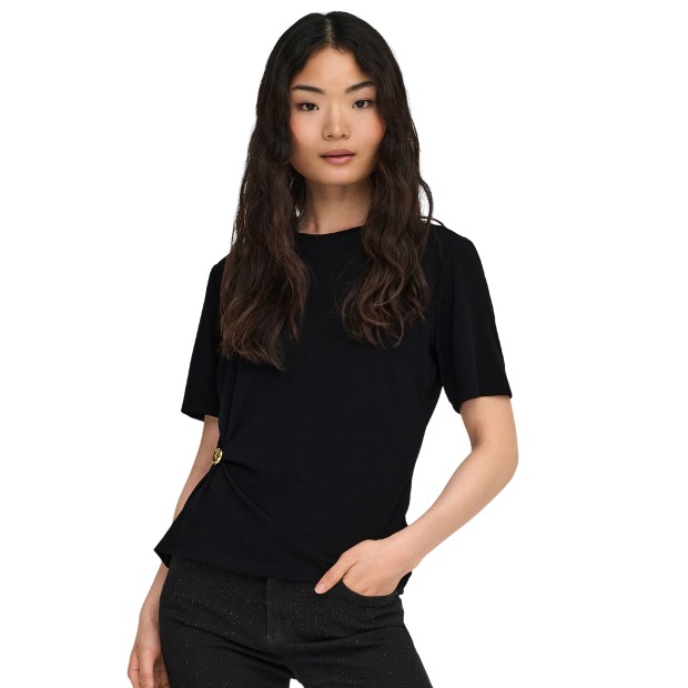 Only T-shirt Elena Detail Black Gold Emblem