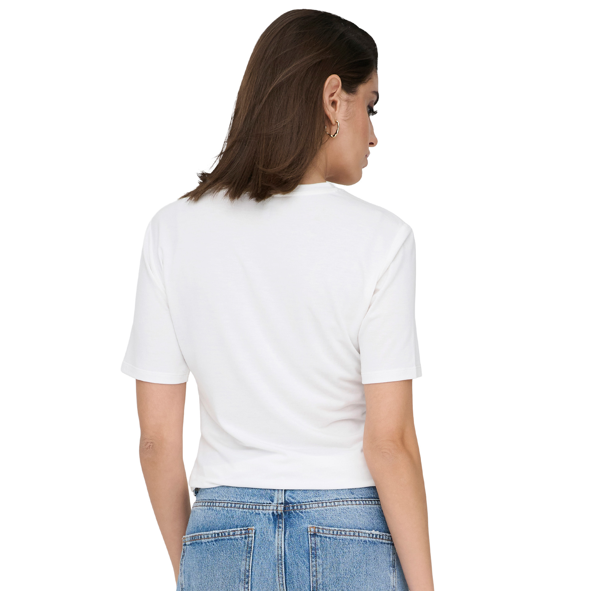 Only T-shirt Elena Detail Cloud Dancer Gold Emblem