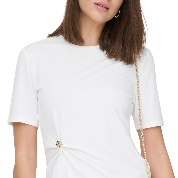 Only T-shirt Elena Detail Cloud Dancer Gold Emblem