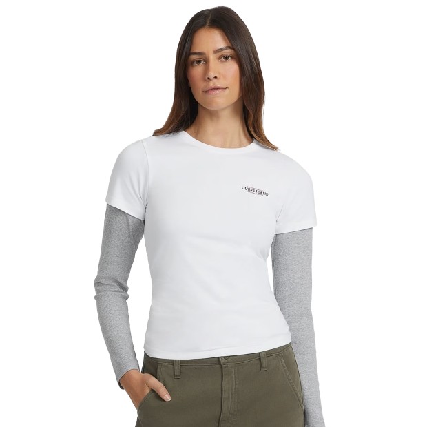 Guess T-shirt Slim Mini America Pure White