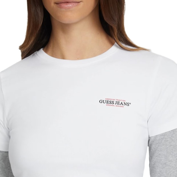 Guess T-shirt Slim Mini America Pure White