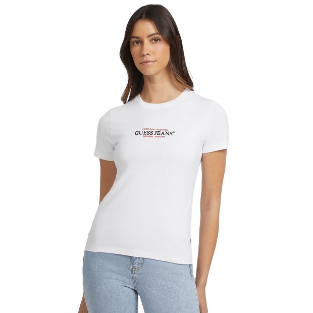 Guess T-shirt Slim American Tr Pure White