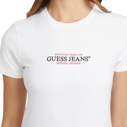 Guess T-shirt Slim American Tr Pure White