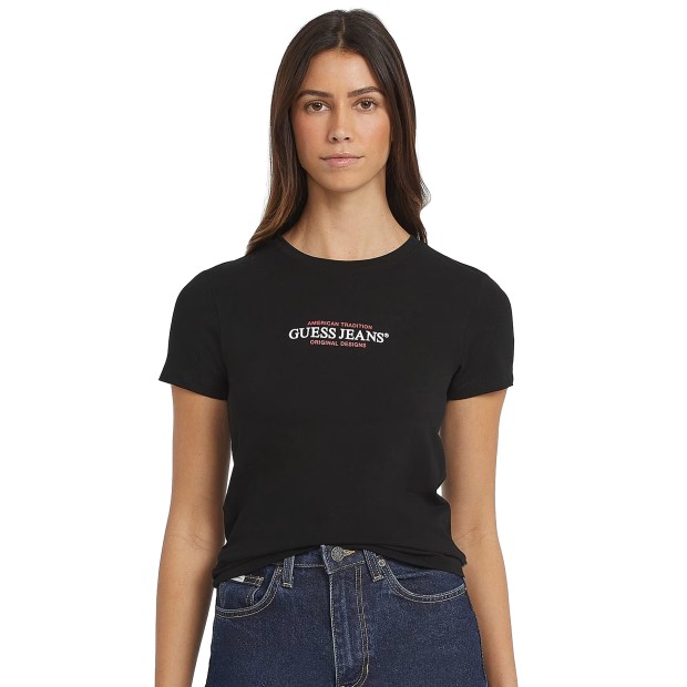 Guess T-shirt Slim American Tr Jet Black