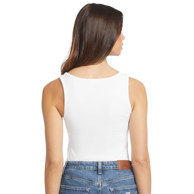 Guess Top Tank Slim Rib Emb Pure White