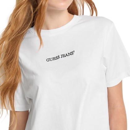 Guess T-shirt Boxy Embro Logo Pure White