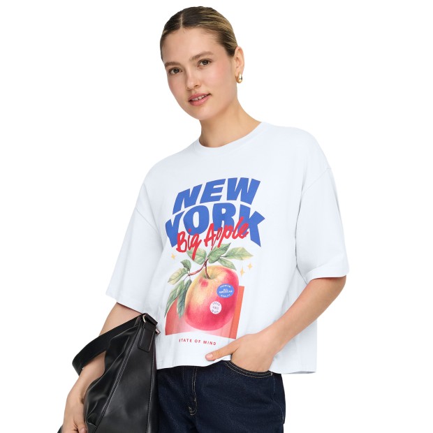 Only Top Jossi Life O-neck Bright White New York