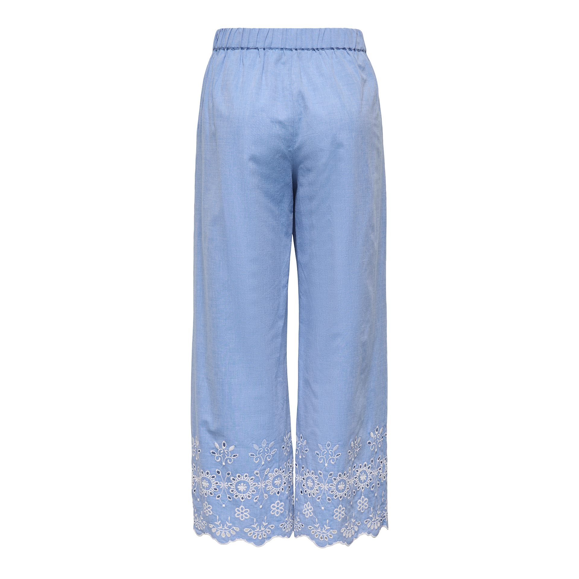 JDY Calça Marina Emb. Ankle Blue Bonnet Bright White