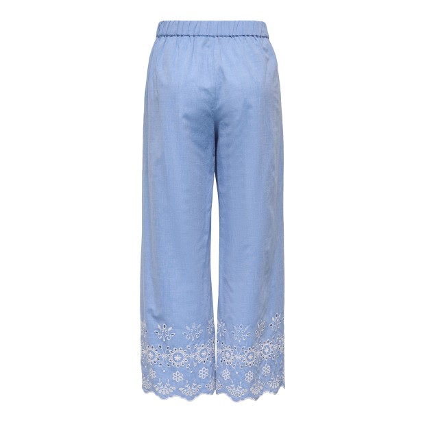 JDY Calça Marina Emb. Ankle Blue Bonnet Bright White