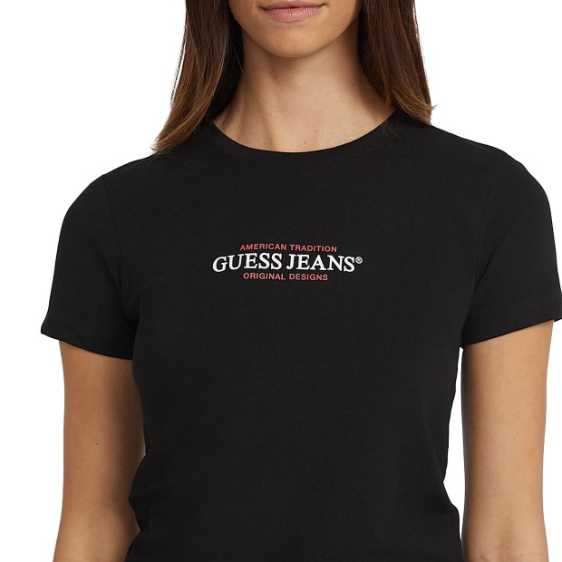 Guess T-shirt Slim American Tr Jet Black