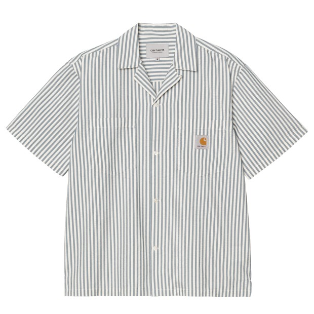 Carhartt Wip Camisa Leavel Stripe Blue River / Wax