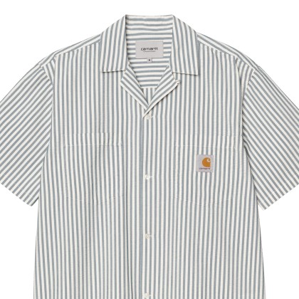 Carhartt Wip Camisa Leavel Stripe Blue River / Wax