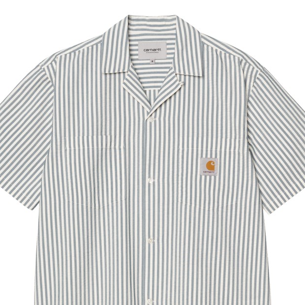 Carhartt Wip Camisa Leavel Stripe Blue River / Wax