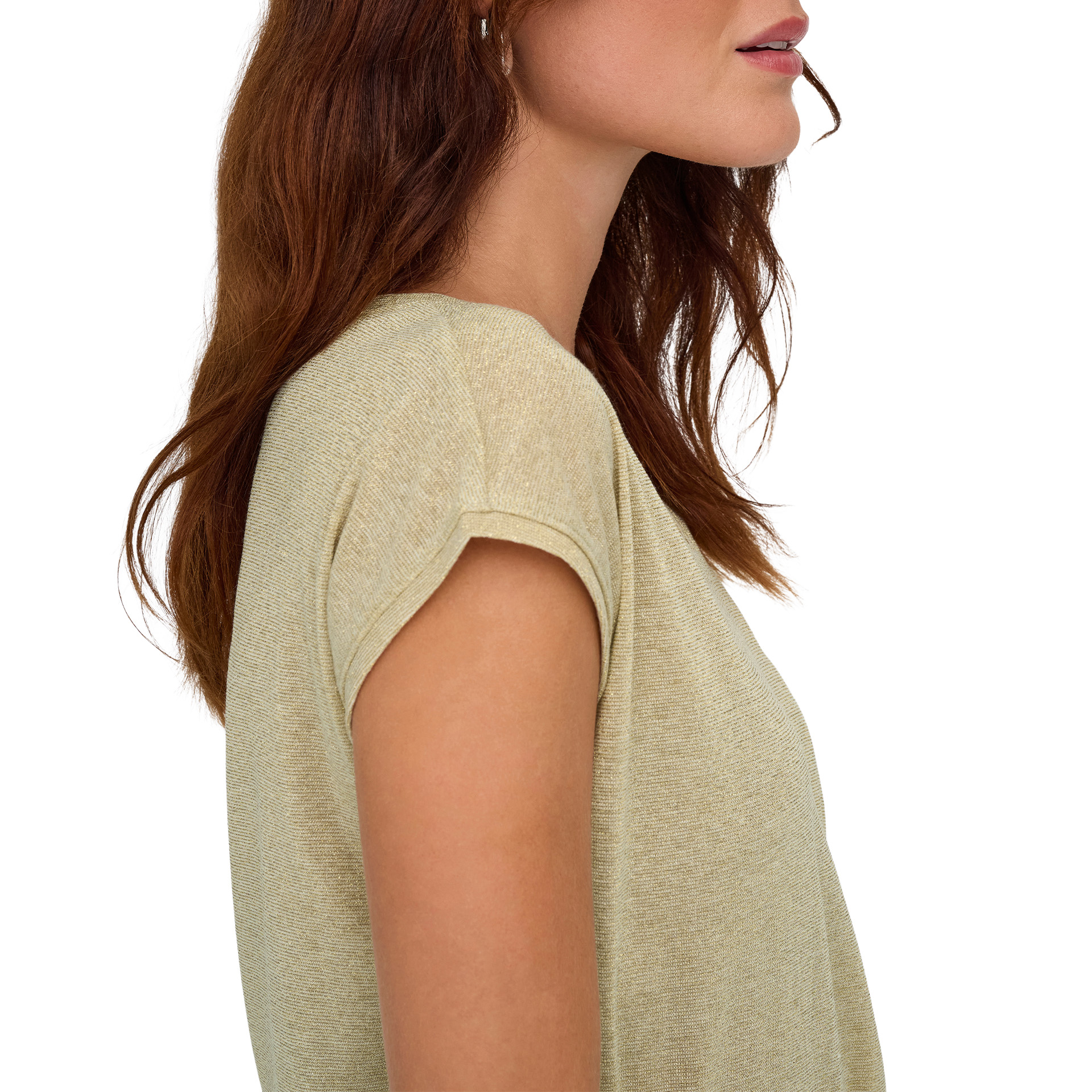 Only T-shirt Silvery V Neck Lurex Gold Colour