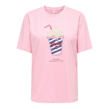 Only Top T-shirt Burst Life Popcorn Romance Rose Shake It