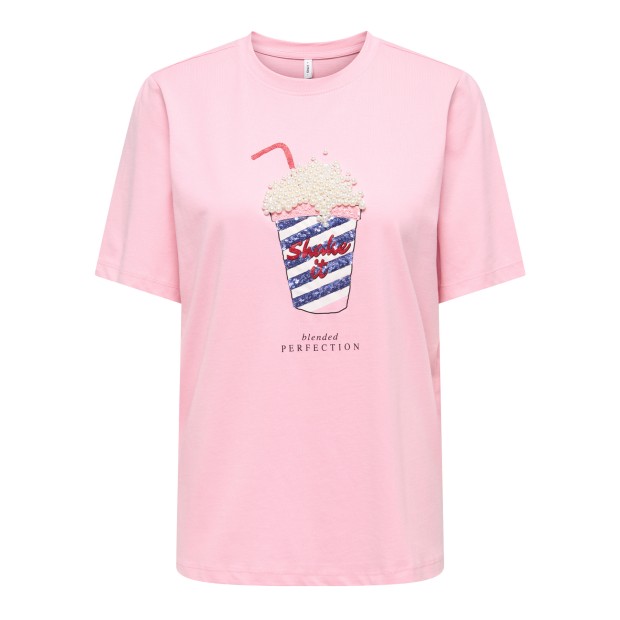 Only Top T-shirt Burst Life Popcorn Romance Rose Shake It
