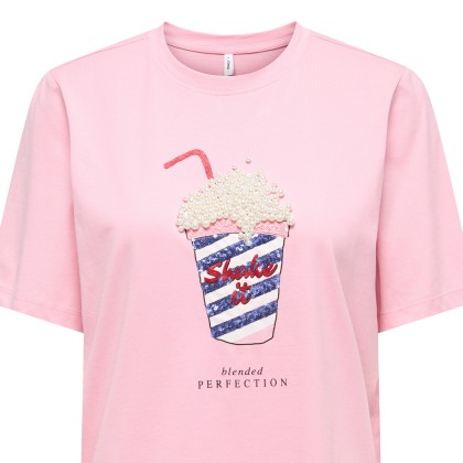 Only Top T-shirt Burst Life Popcorn Romance Rose Shake It