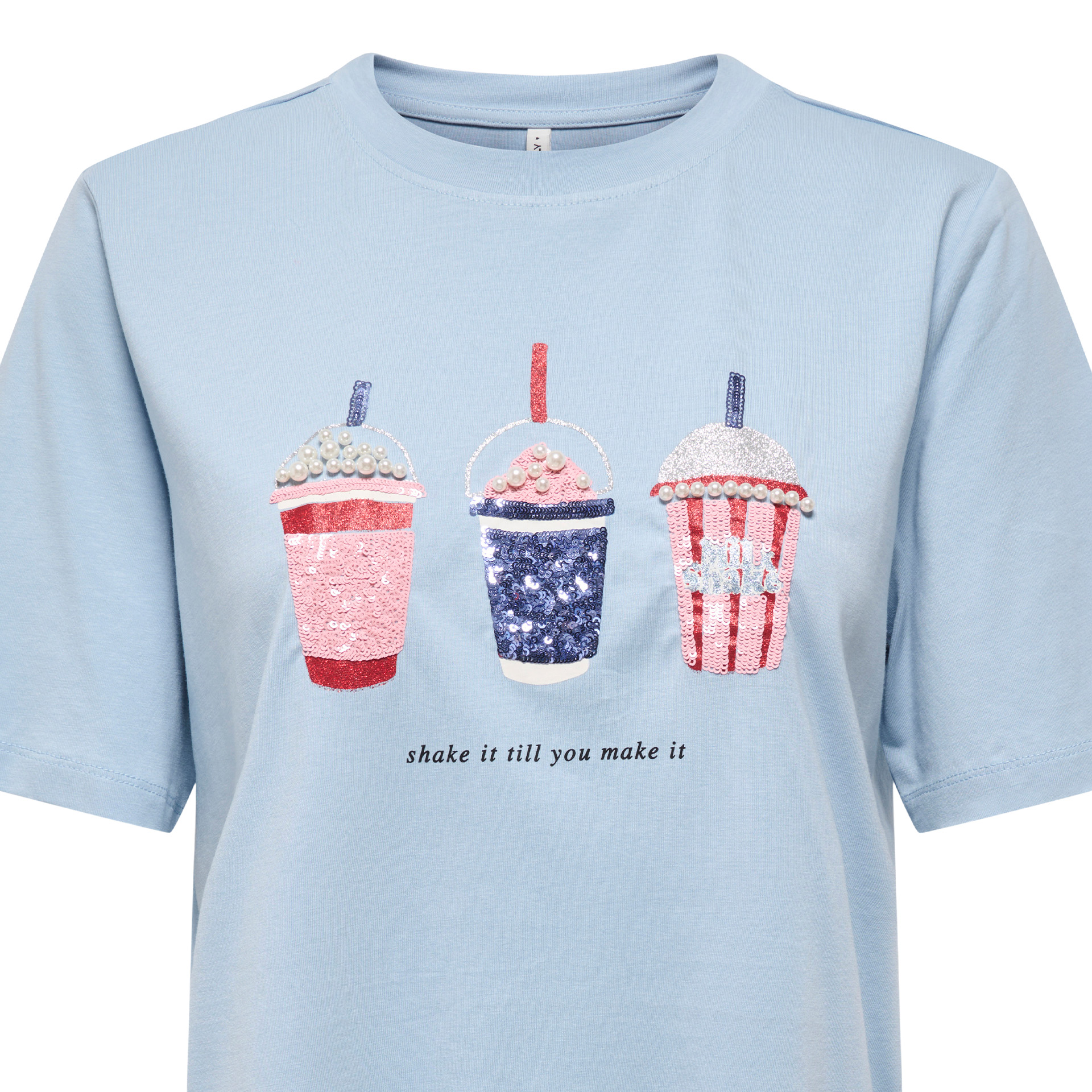 Only Top T-shirt Burst Life Popcorn Soft Chambray