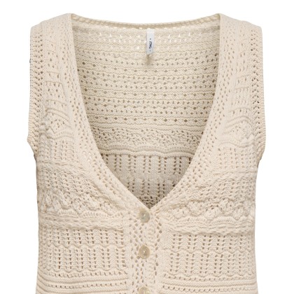Only Colete Alix Sl Fringe Ecru Fmop Button