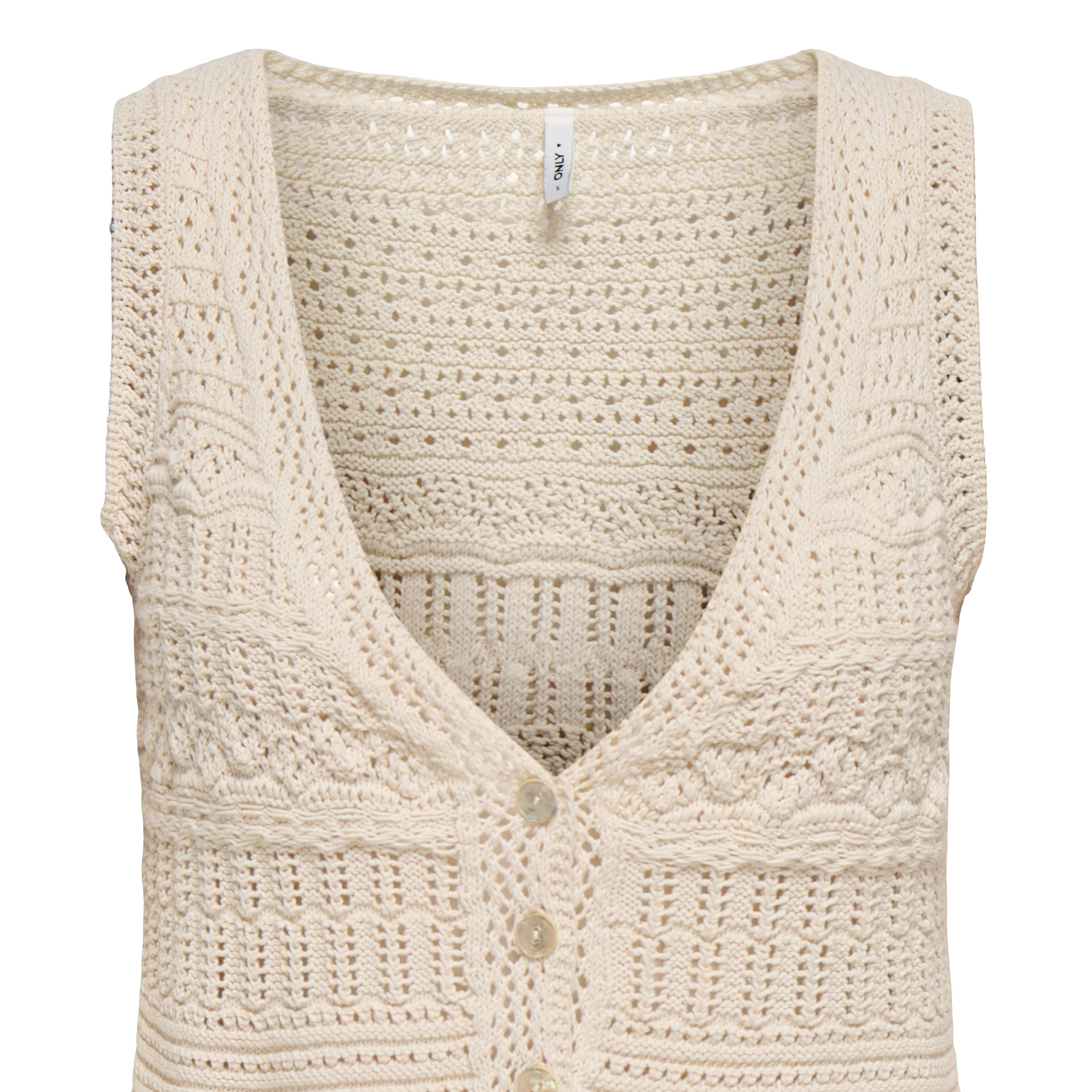 Only Colete Alix Sl Fringe Ecru Fmop Button