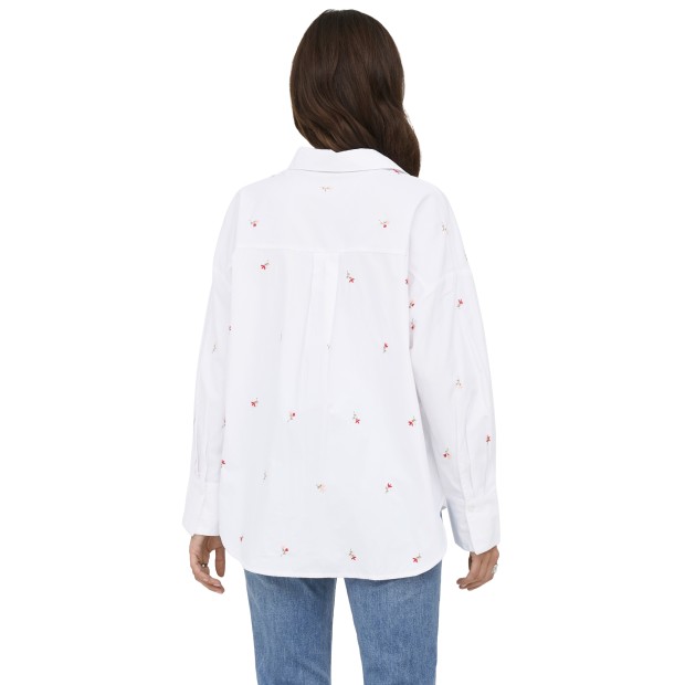 Only Camisa Oregon Alva Ls Emb Bright White Flower