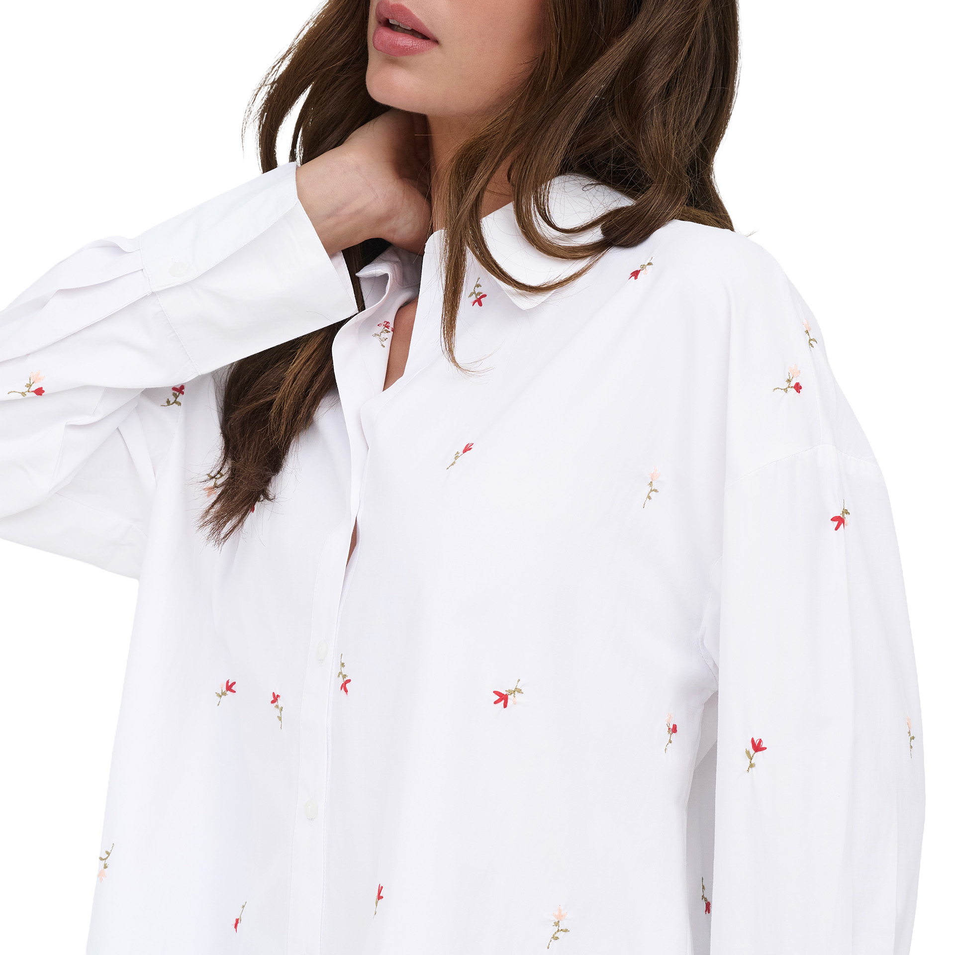 Only Camisa Oregon Alva Ls Emb Bright White Flower