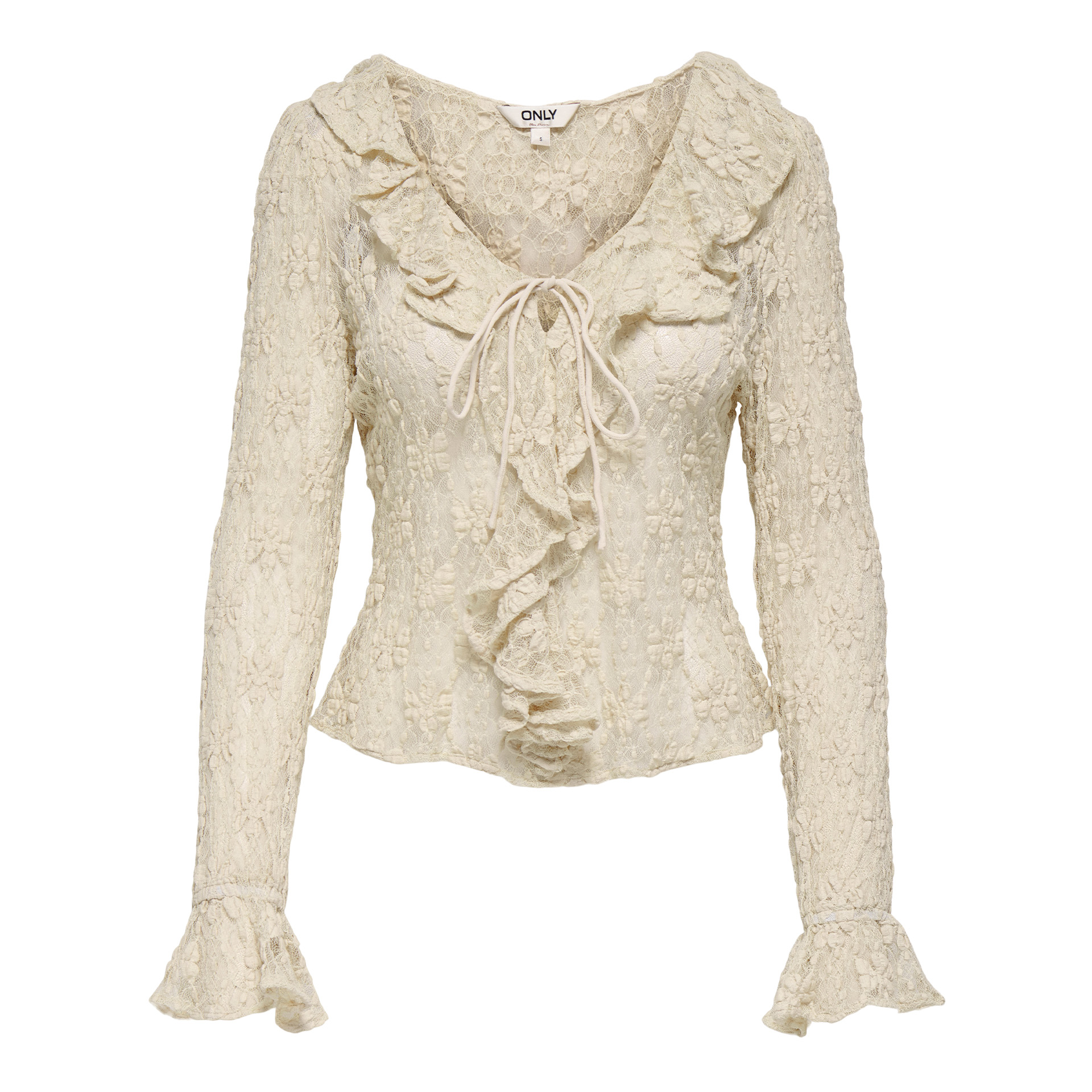 Only Blusa Pearlina Ruffle Lace Birch