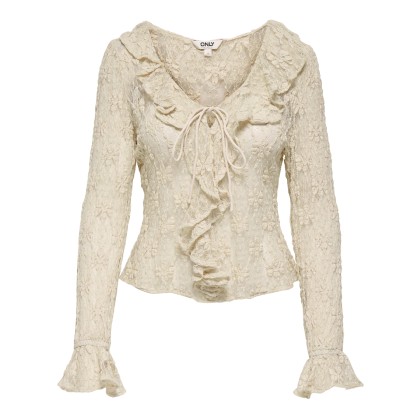 Only Blusa Pearlina Ruffle Lace Birch