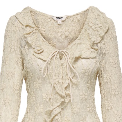 Only Blusa Pearlina Ruffle Lace Birch