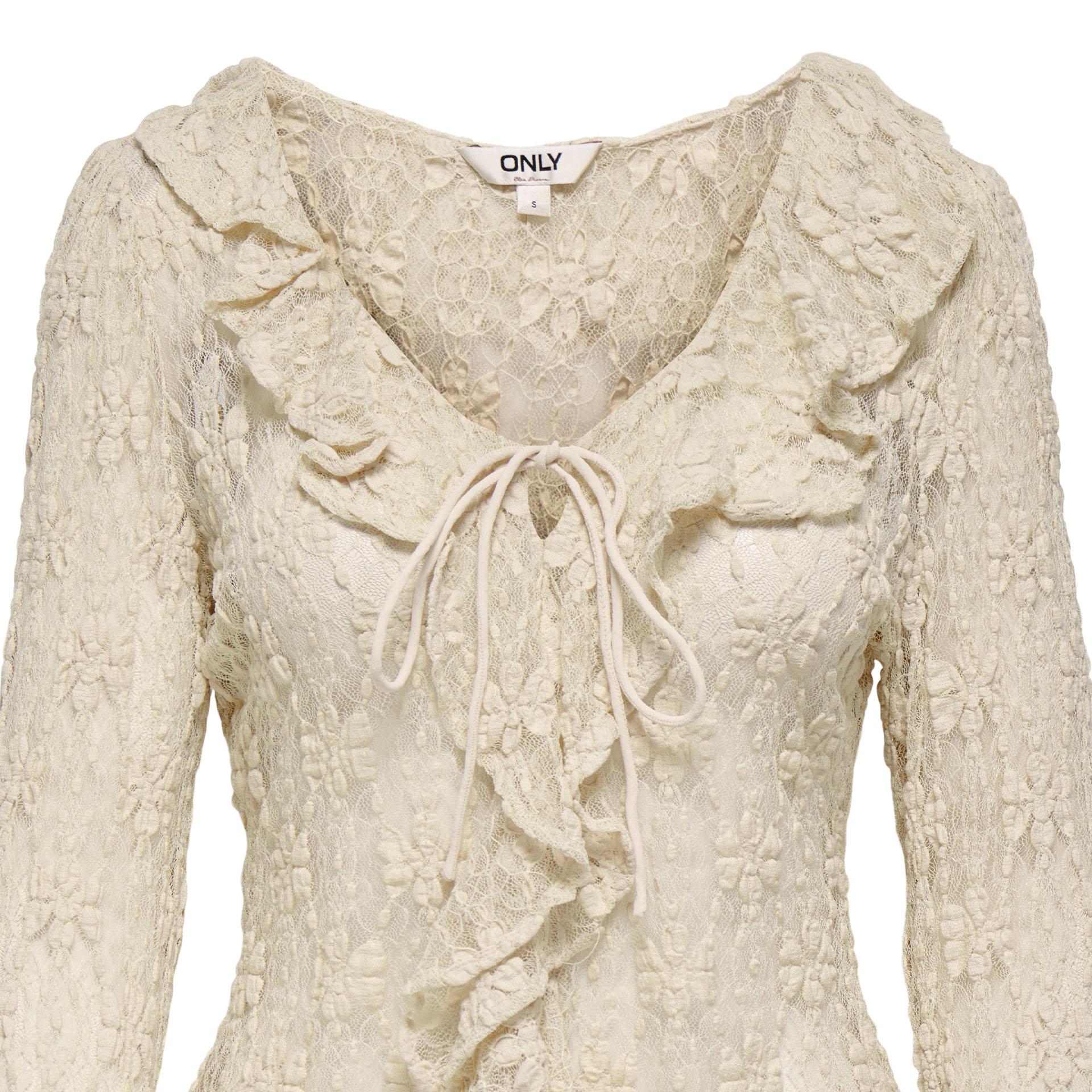 Only Blusa Pearlina Ruffle Lace Birch