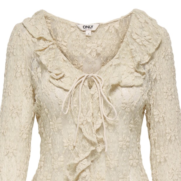 Only Blusa Pearlina Ruffle Lace Birch