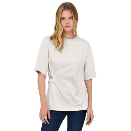 Only Top T-shirt Marie Life O-neck Cloud Dancer Silver Button Only Top T-shirt Marie Life O-neck Cloud Dancer Silver Button
