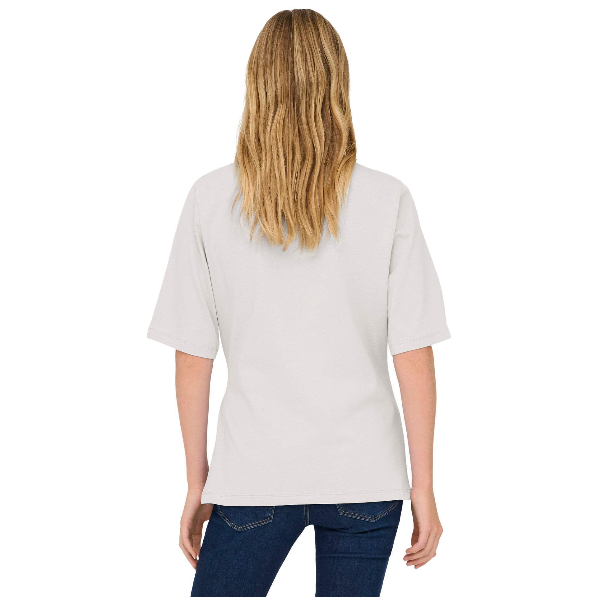 Only Top T-shirt Marie Life O-neck Cloud Dancer Silver Button