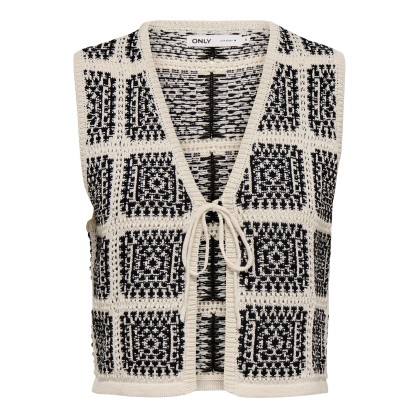 Only Colete Knt Loa Sl String Birch Black Square Mix