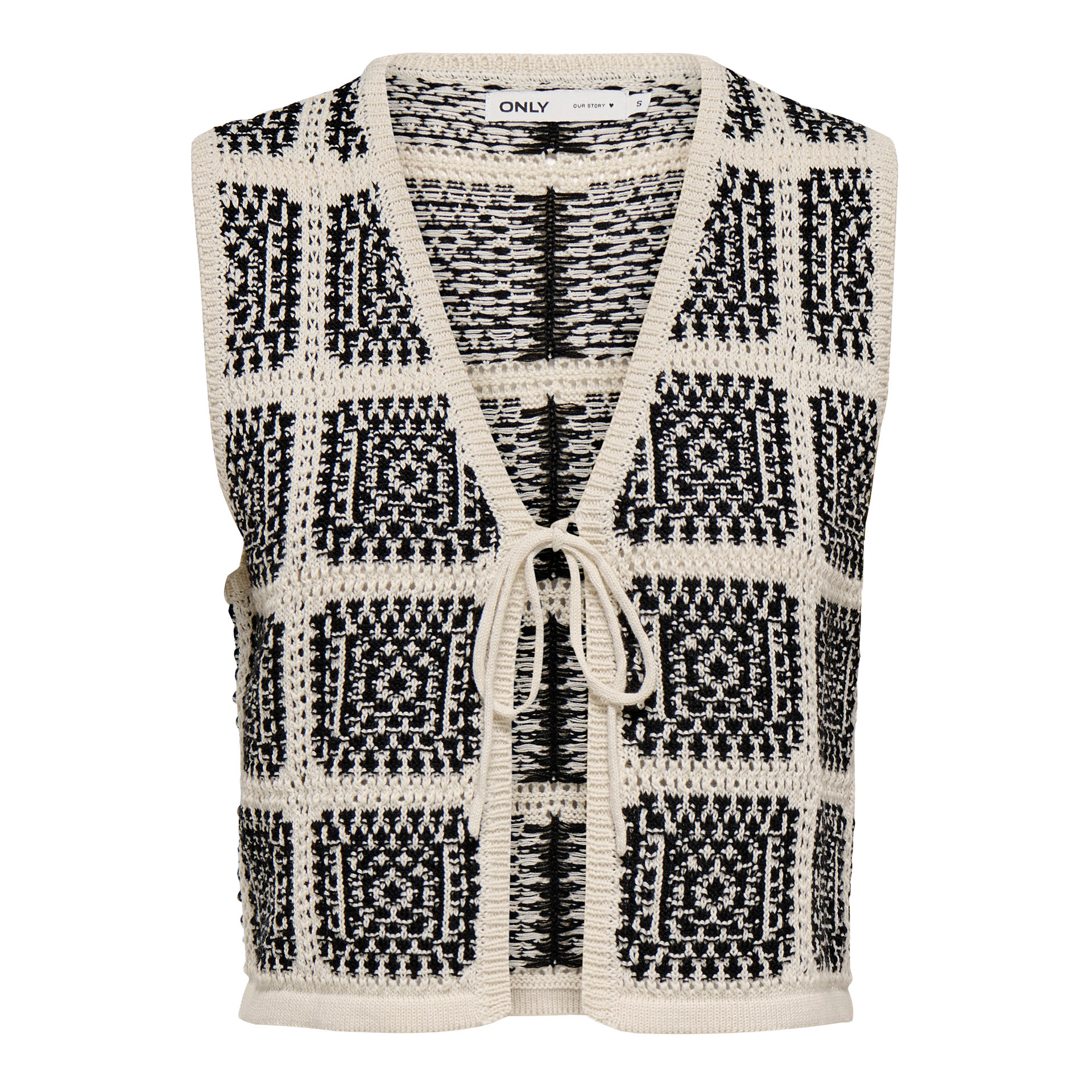 Only Colete Knt Loa Sl String Birch Black Square Mix