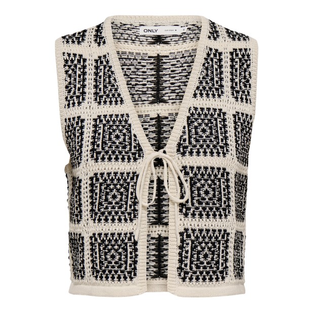 Only Colete Knt Loa Sl String Birch Black Square Mix