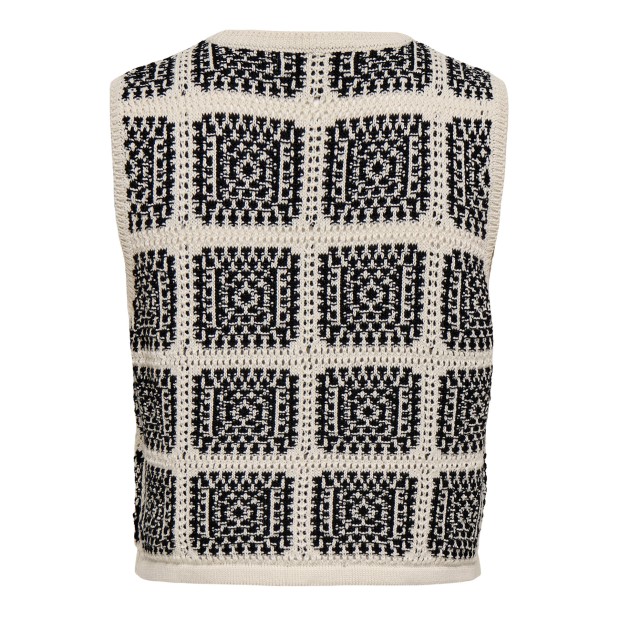 Only Colete Knt Loa Sl String Birch Black Square Mix