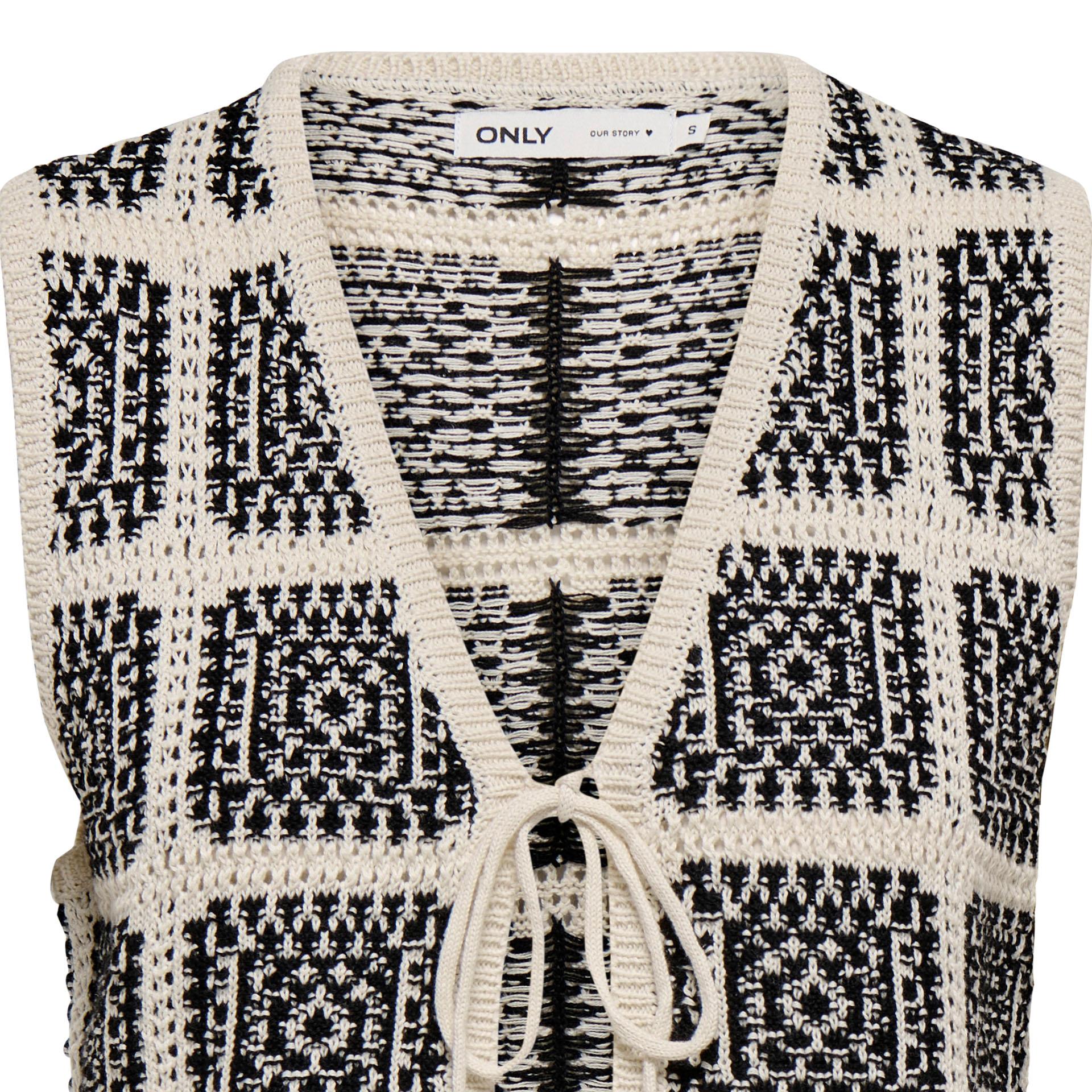 Only Colete Knt Loa Sl String Birch Black Square Mix