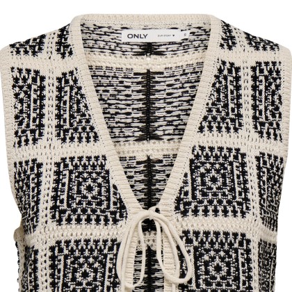 Only Colete Knt Loa Sl String Birch Black Square Mix