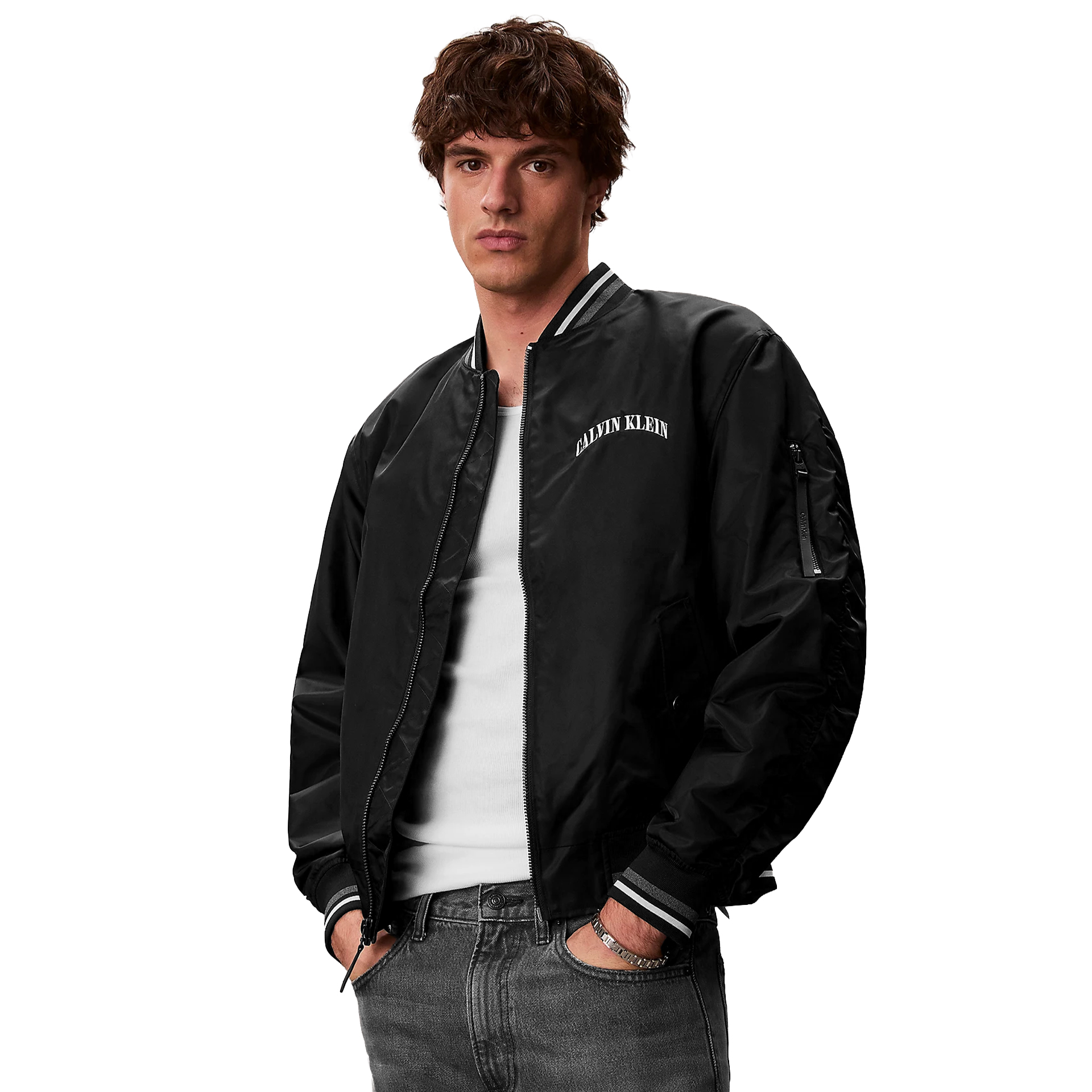 Calvin Klein Casaco Ls Unfilled Nylon Tipped Graphic Black