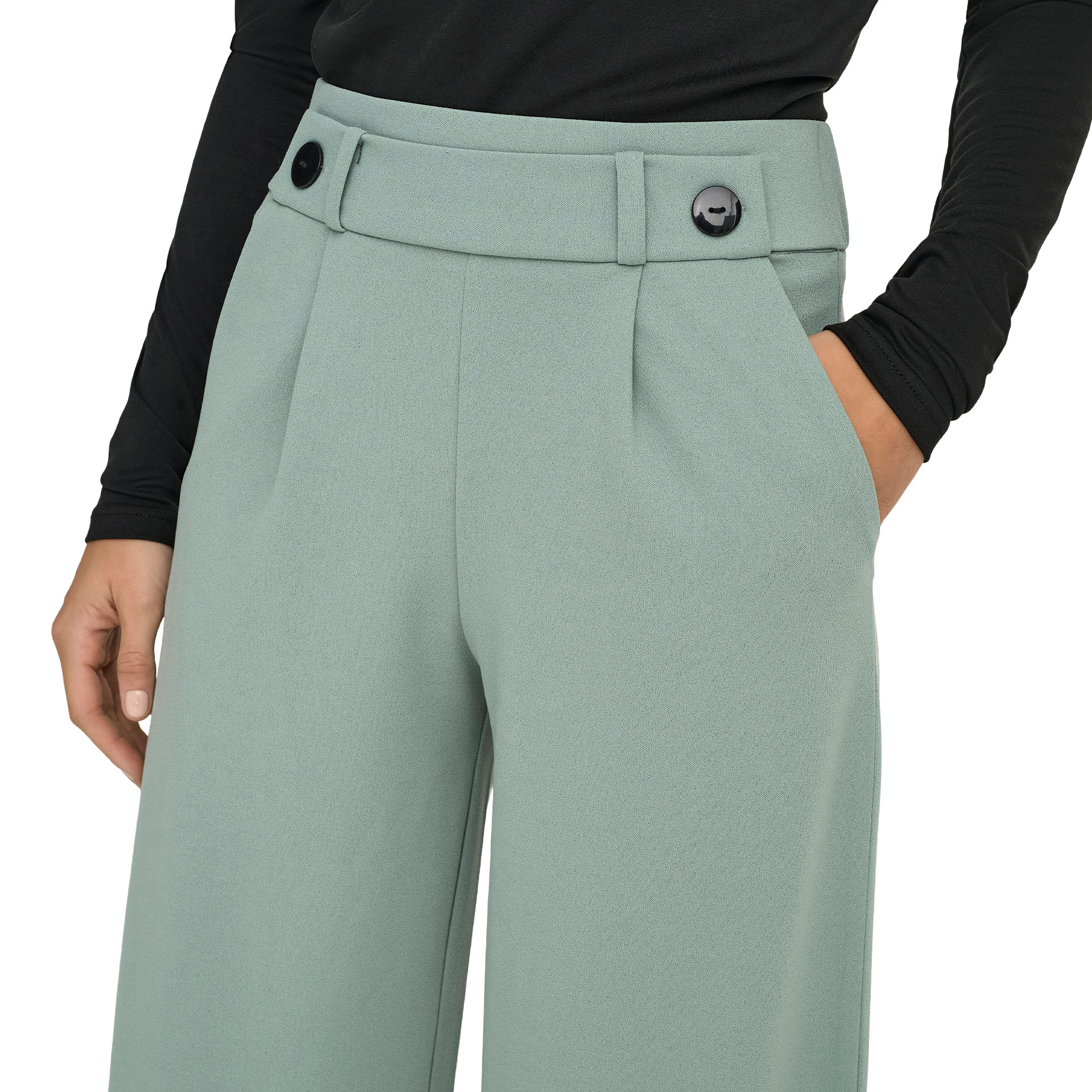 JDY Calça Geggo Life New Chinois Green Black Buttons